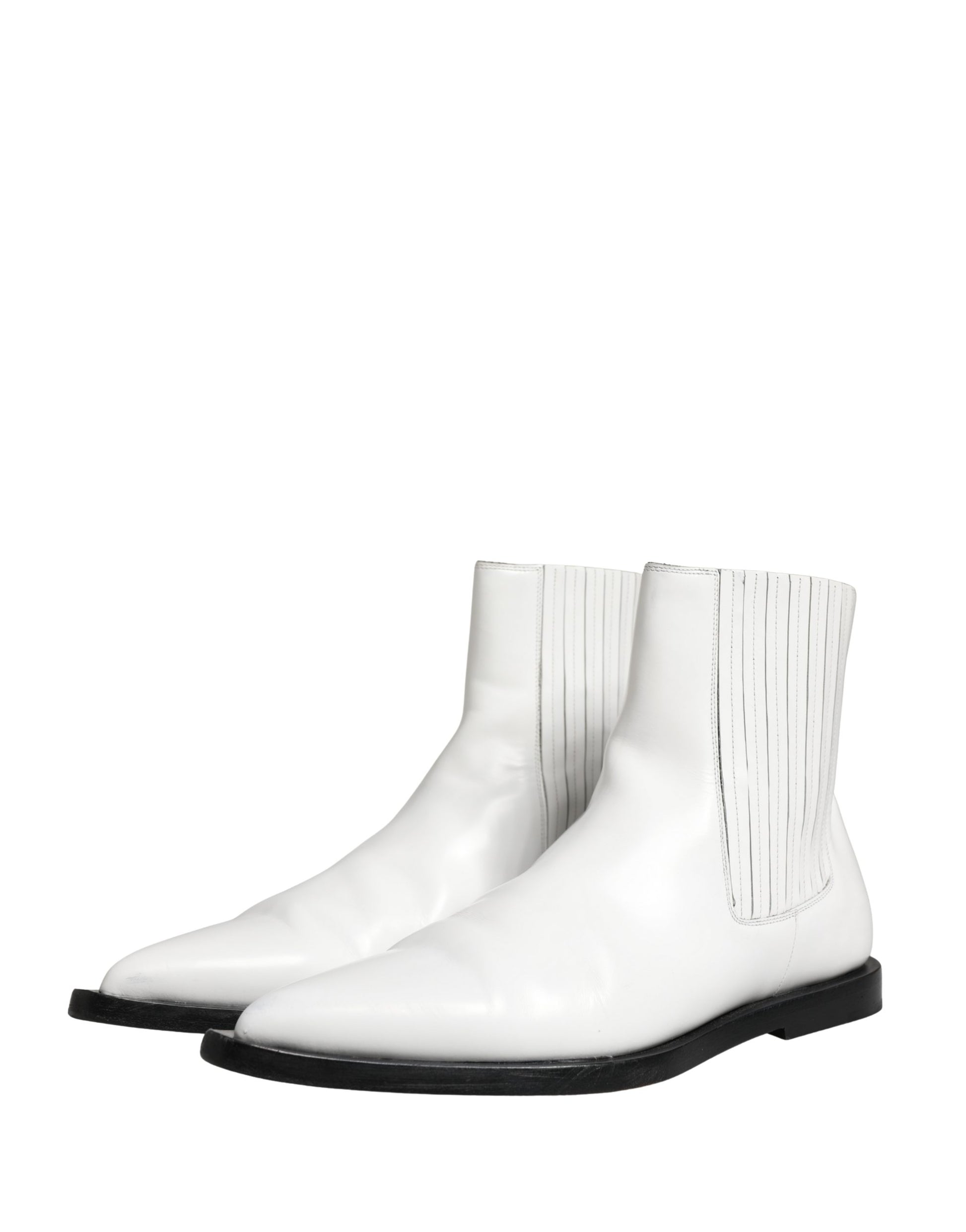 Bottes Chelsea à enfiler en cuir blanc Dolce & Gabbana