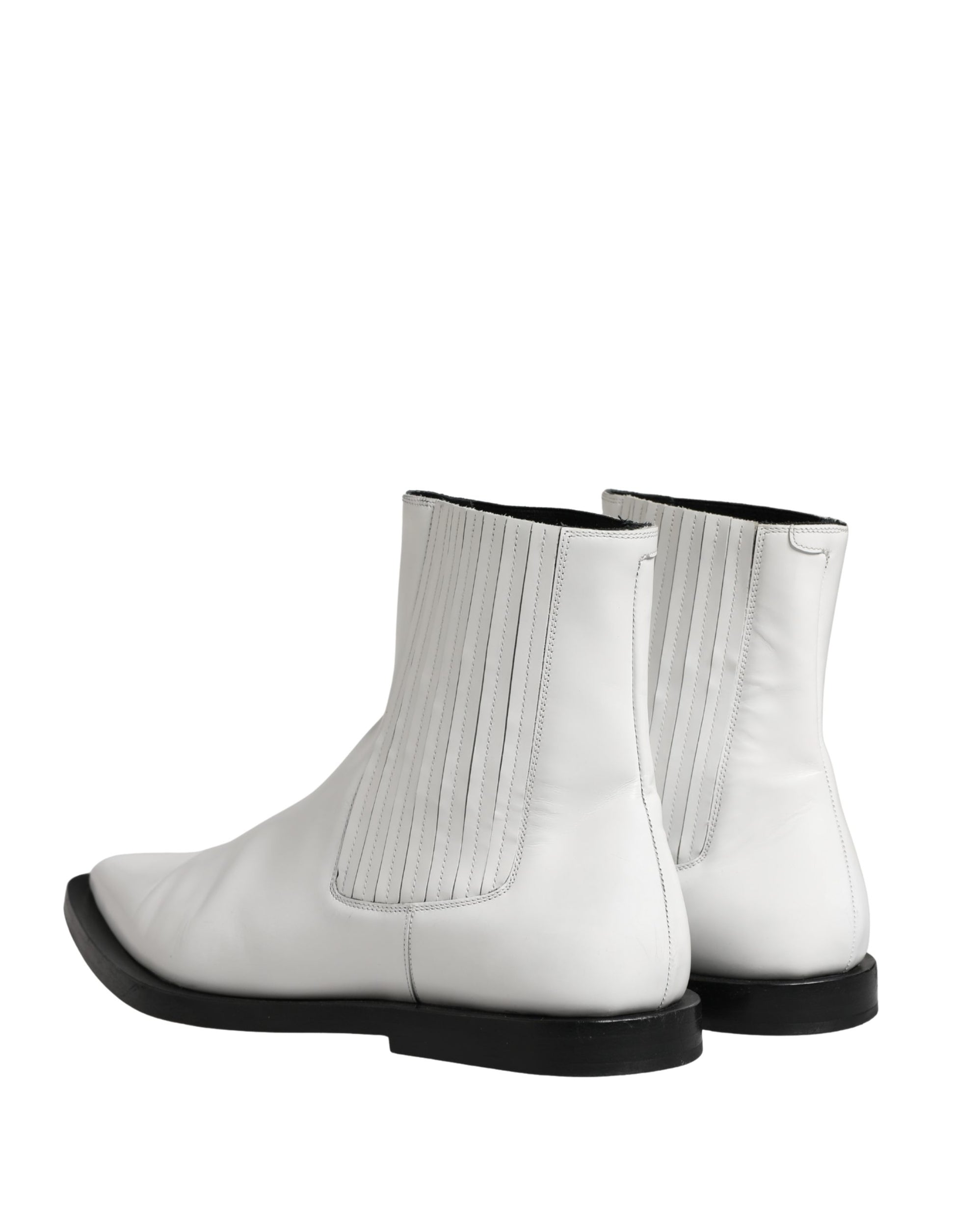 Bottes Chelsea à enfiler en cuir blanc Dolce & Gabbana