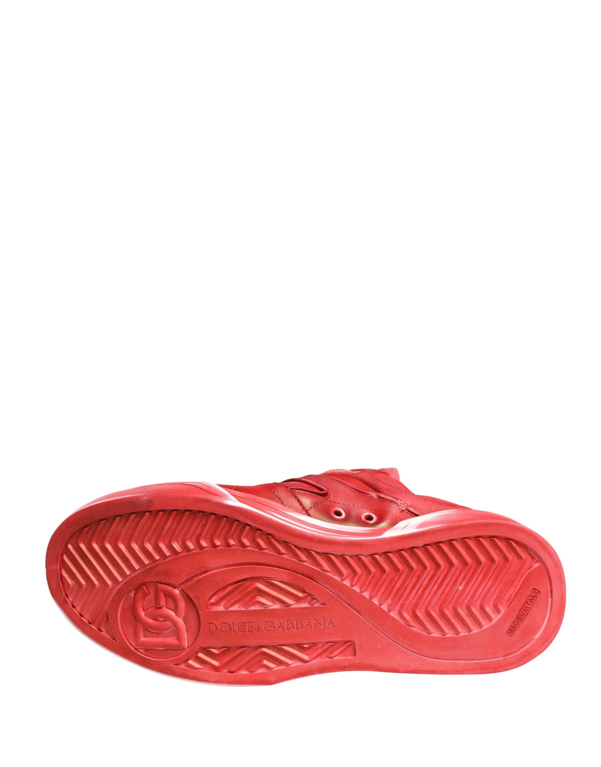 Dolce & Gabbana Red Distressed Suede Men Sneakers Shoes
