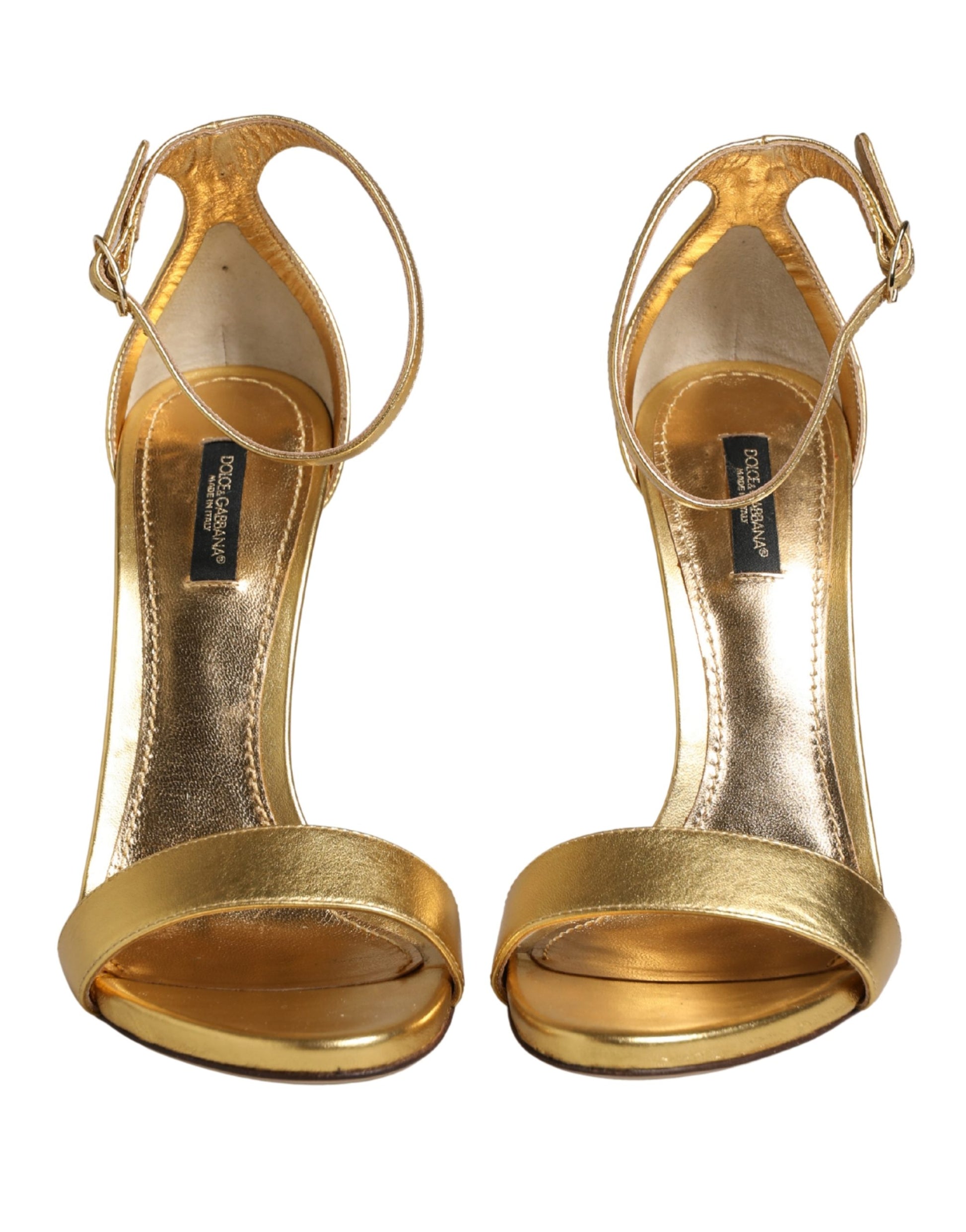 Chaussures sandales à talons hauts Keira en cuir doré Dolce & Gabbana