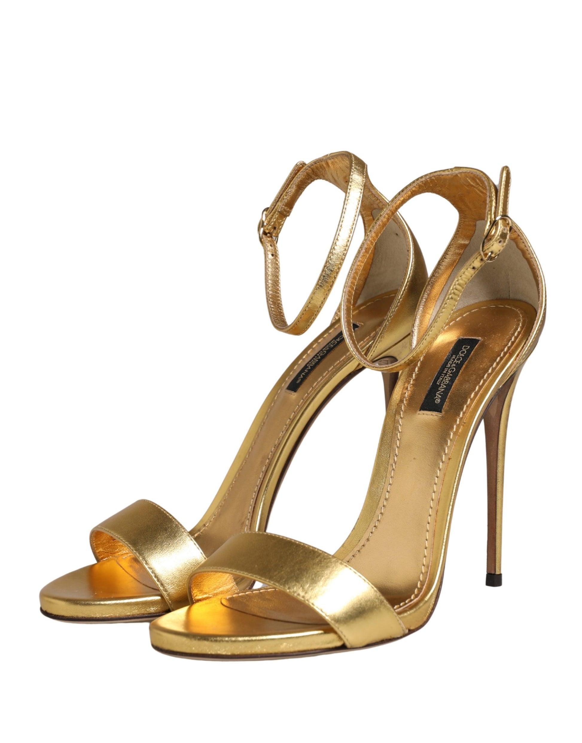 Chaussures sandales à talons hauts Keira en cuir doré Dolce & Gabbana