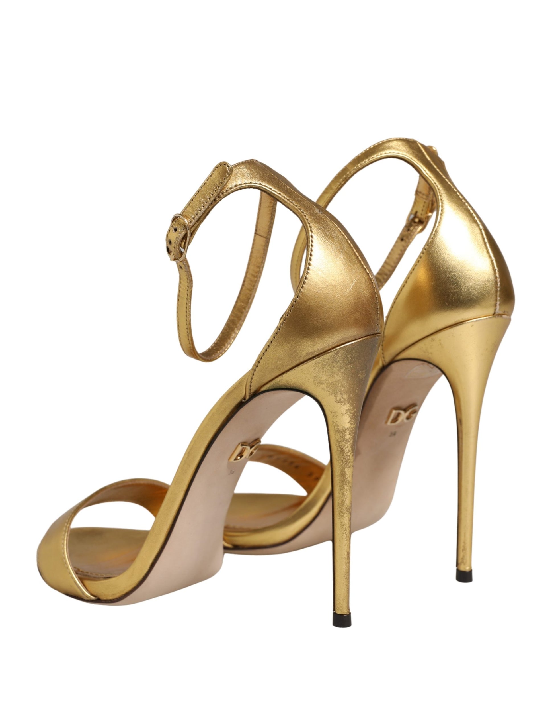 Chaussures sandales à talons hauts Keira en cuir doré Dolce & Gabbana