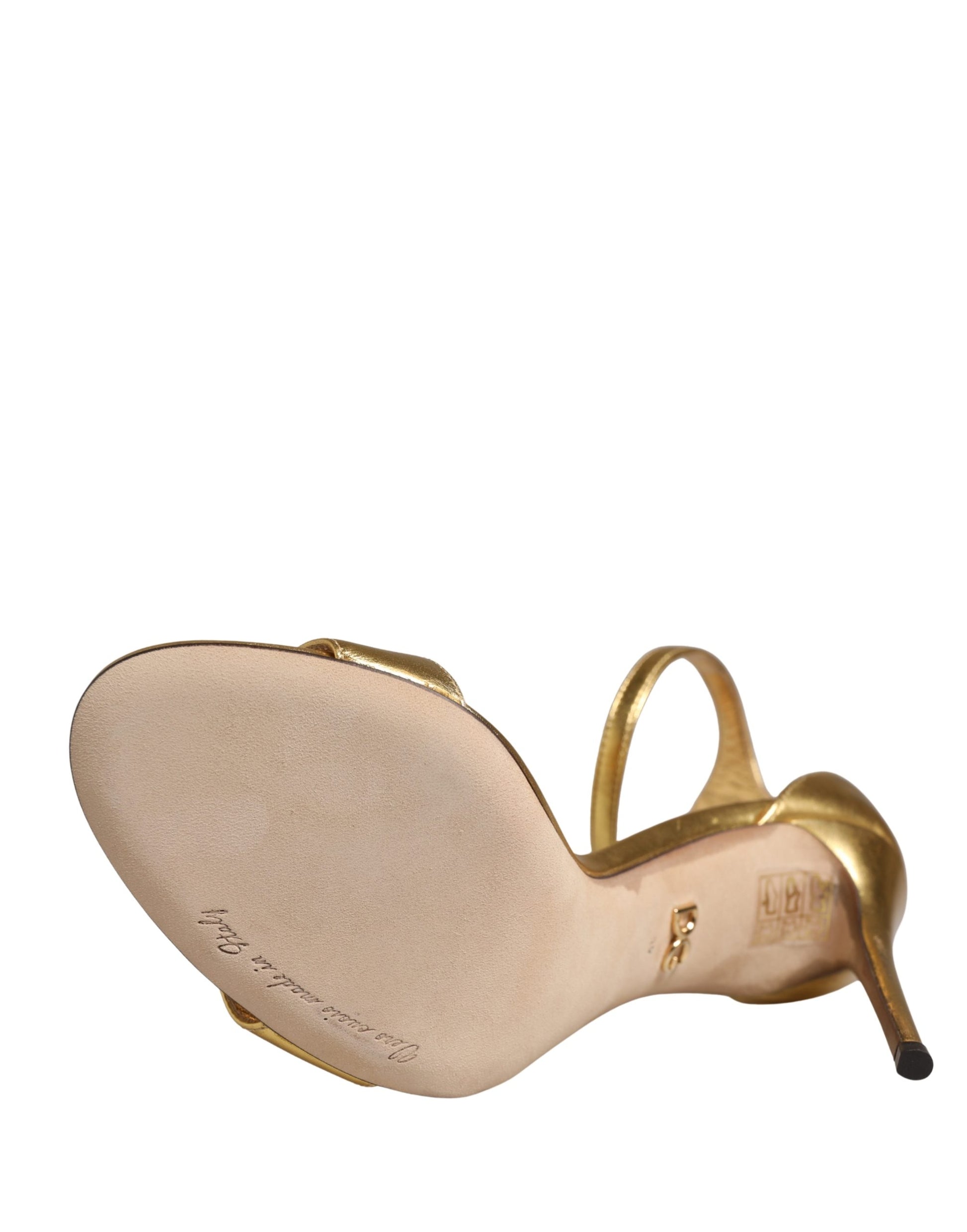 Chaussures sandales à talons hauts Keira en cuir doré Dolce & Gabbana