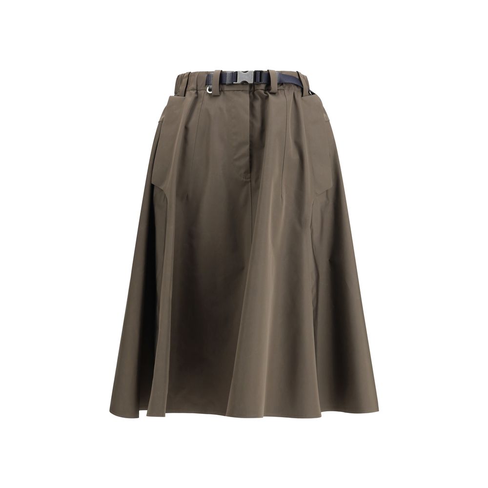 Jupe midi bicolore en polyester recyclé Prada