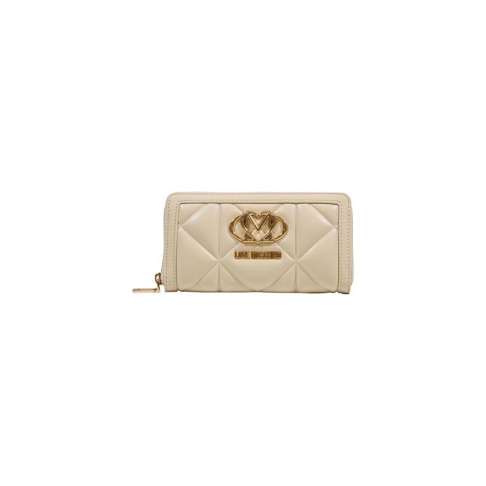 Portefeuille Love Moschino en similicuir crème