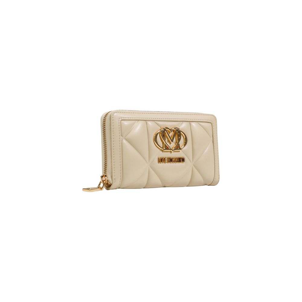 Portefeuille Love Moschino en similicuir crème