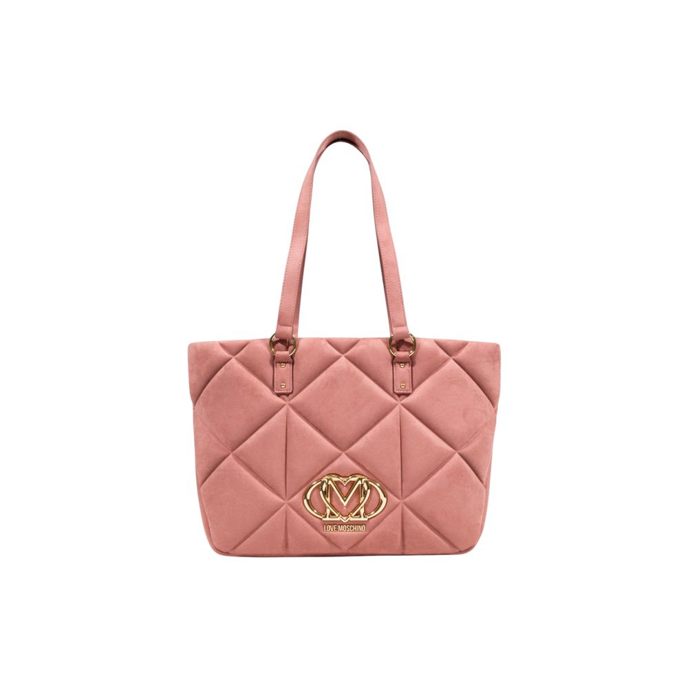 Sac à main Love Moschino en cuir suédé rose