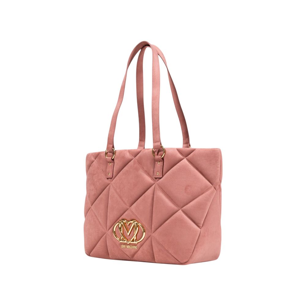 Sac à main Love Moschino en cuir suédé rose