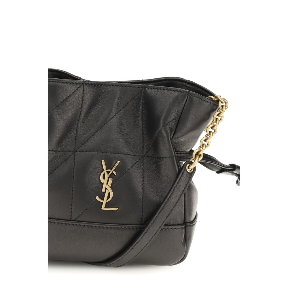 Pochette Saint Laurent noire en cuir d'agneau Ovis Aries Aries