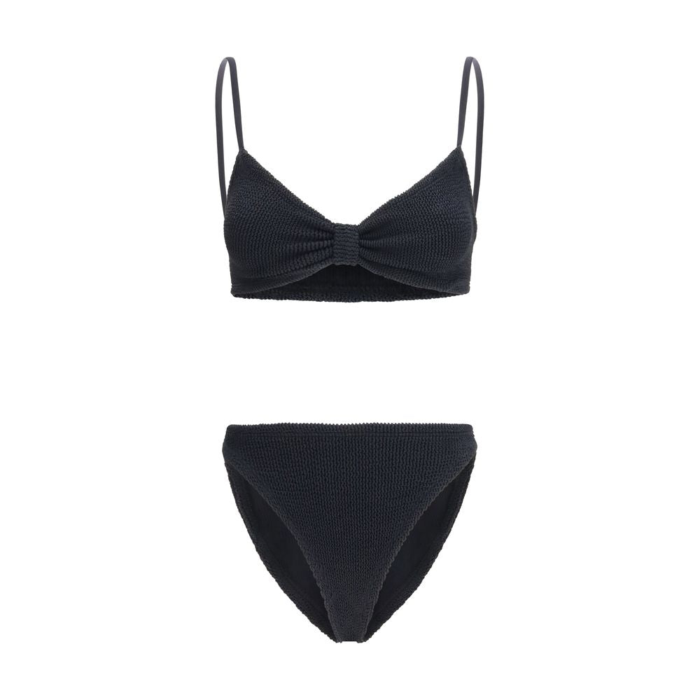 Haut et bas de bikini noirs en polyamide Hunza G