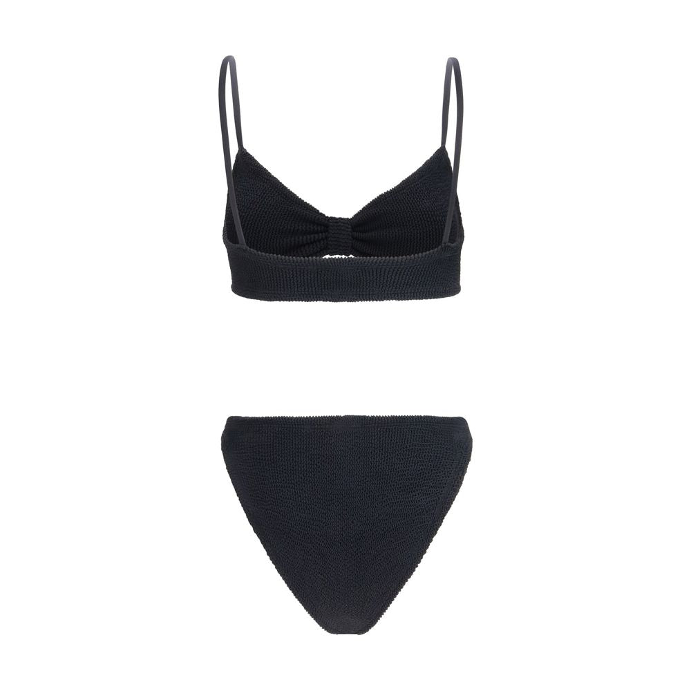 Haut et bas de bikini noirs en polyamide Hunza G