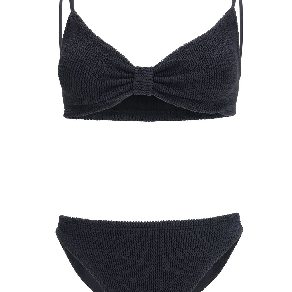 Haut et bas de bikini noirs en polyamide Hunza G