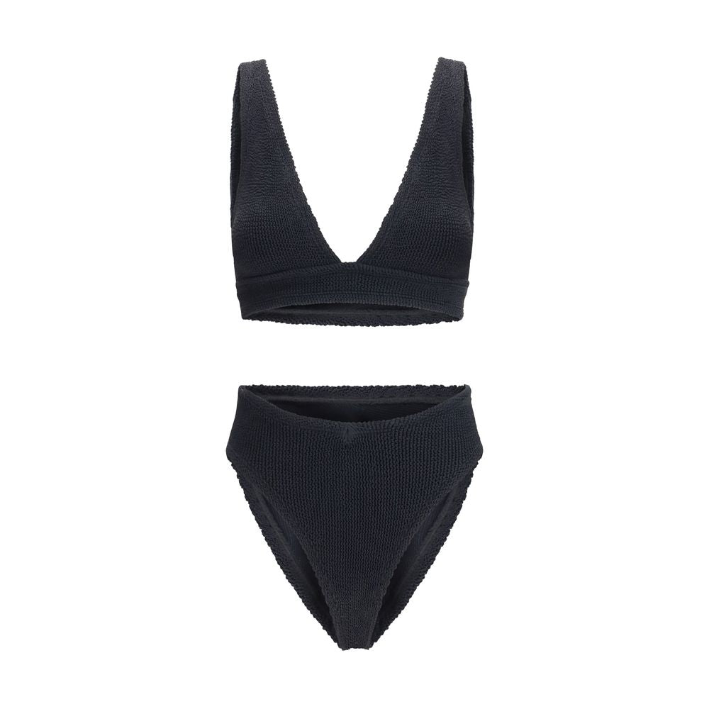 Haut et bas de bikini noirs en polyamide Hunza G