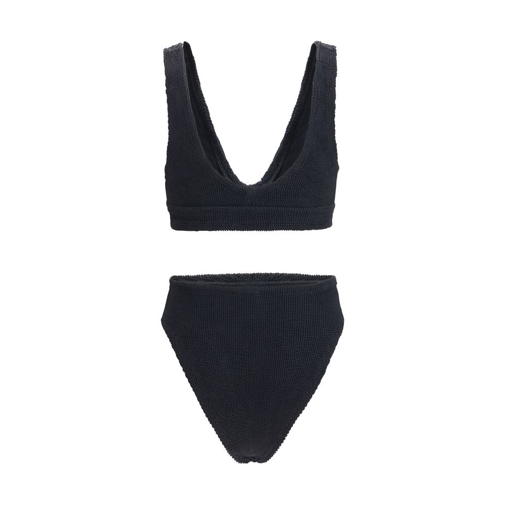 Haut et bas de bikini noirs en polyamide Hunza G