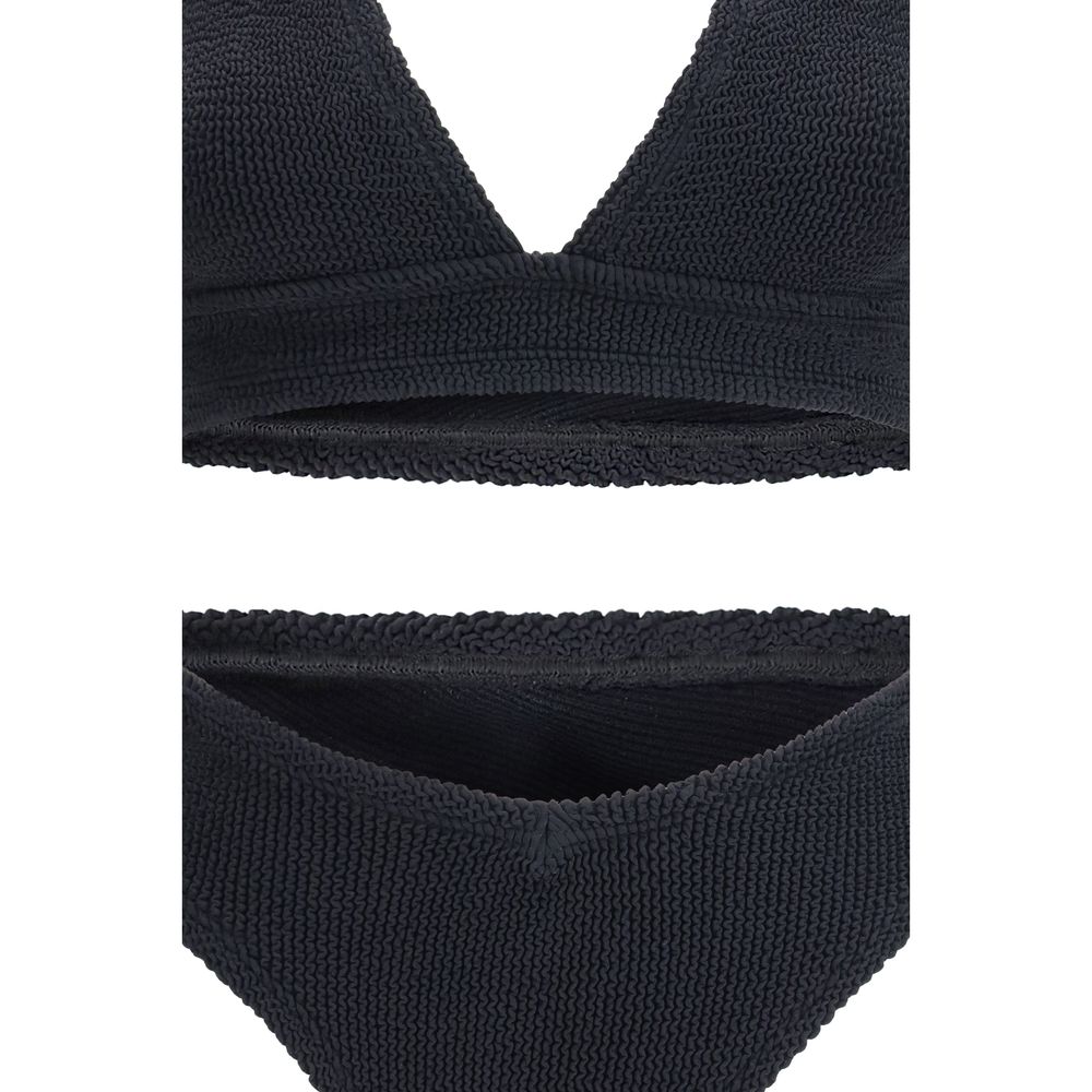 Haut et bas de bikini noirs en polyamide Hunza G
