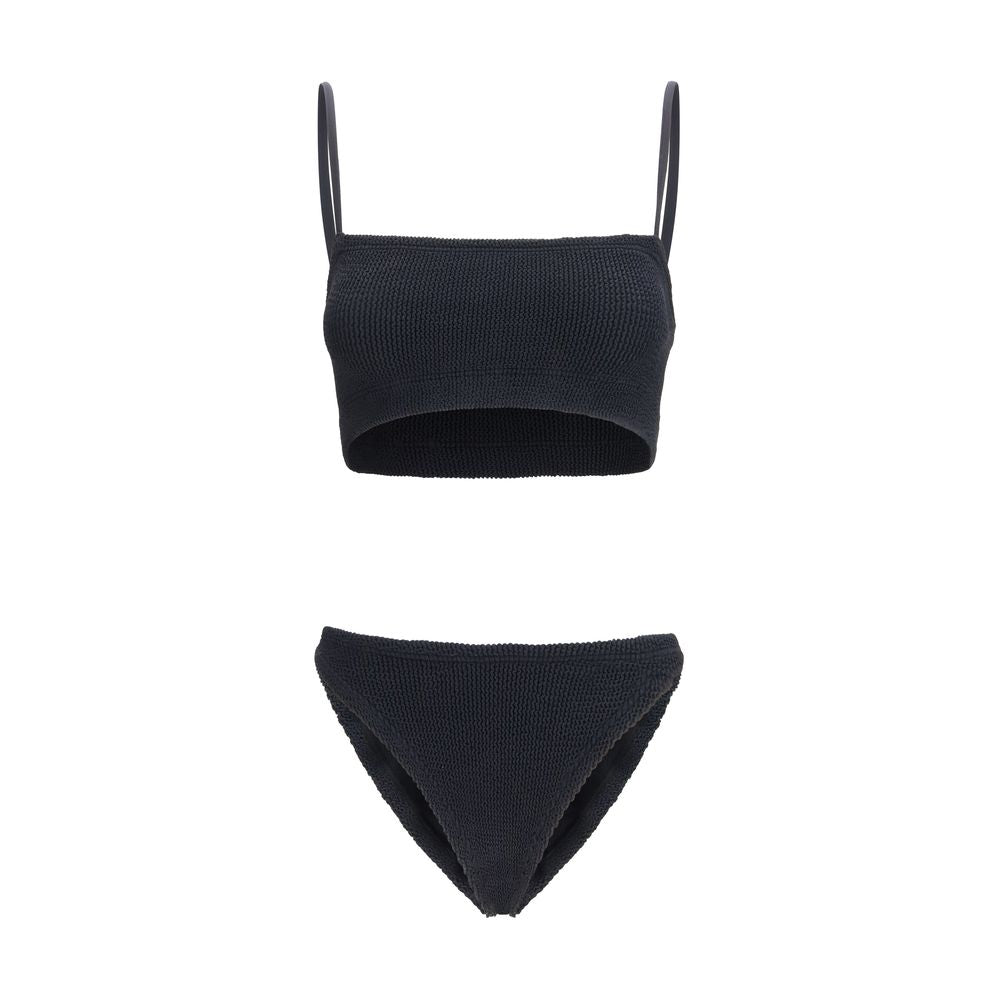 Haut et bas de bikini noirs en polyamide Hunza G
