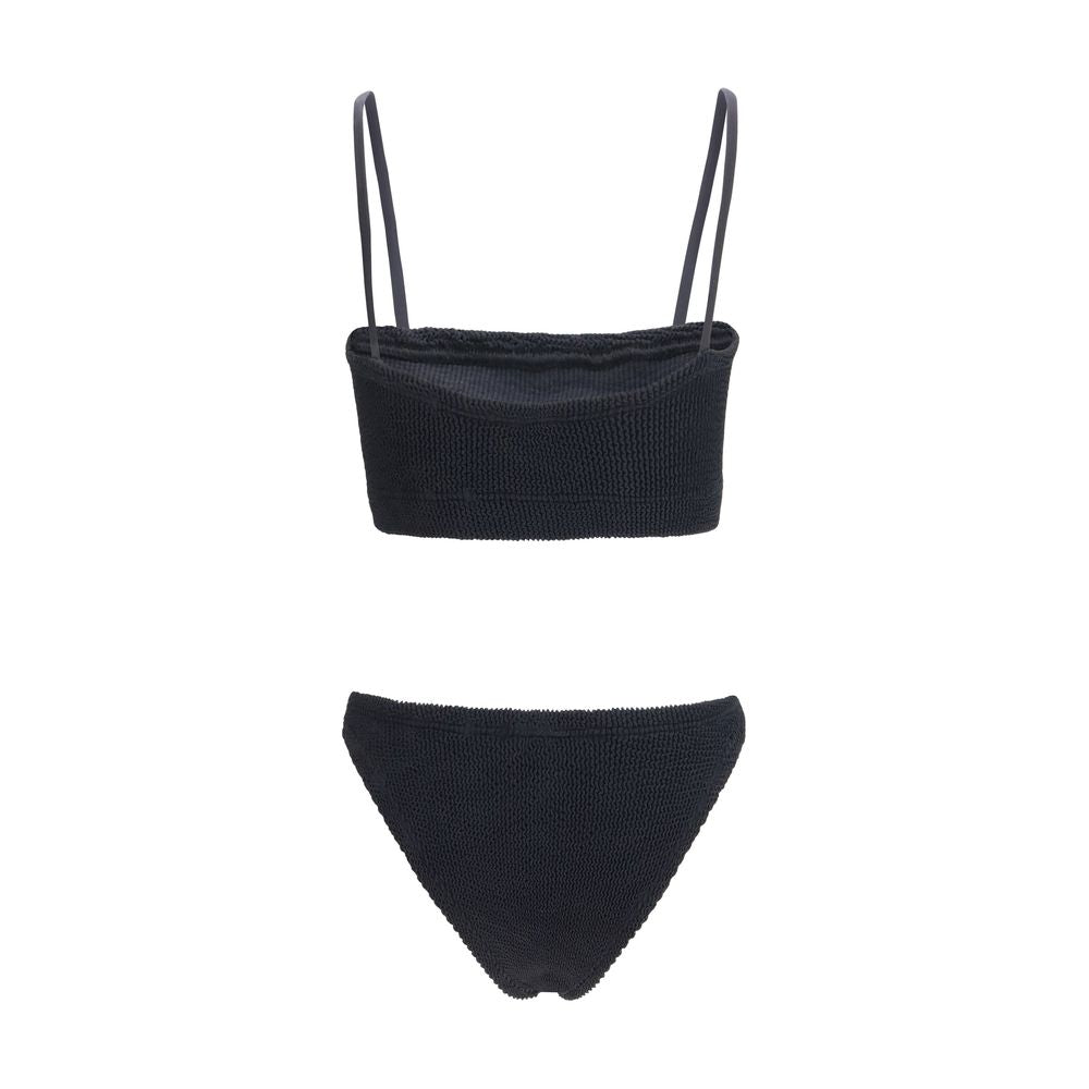 Haut et bas de bikini noirs en polyamide Hunza G