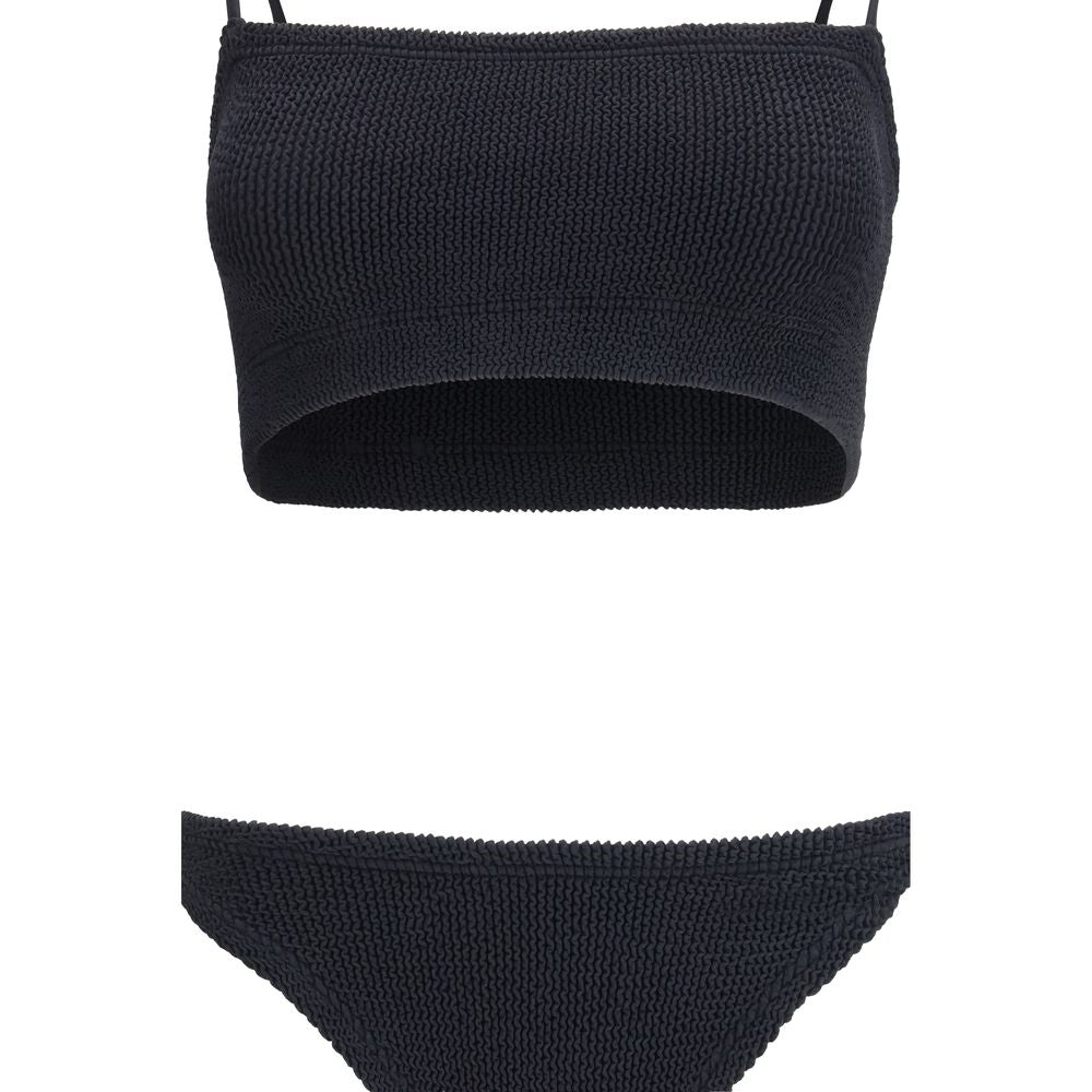 Haut et bas de bikini noirs en polyamide Hunza G