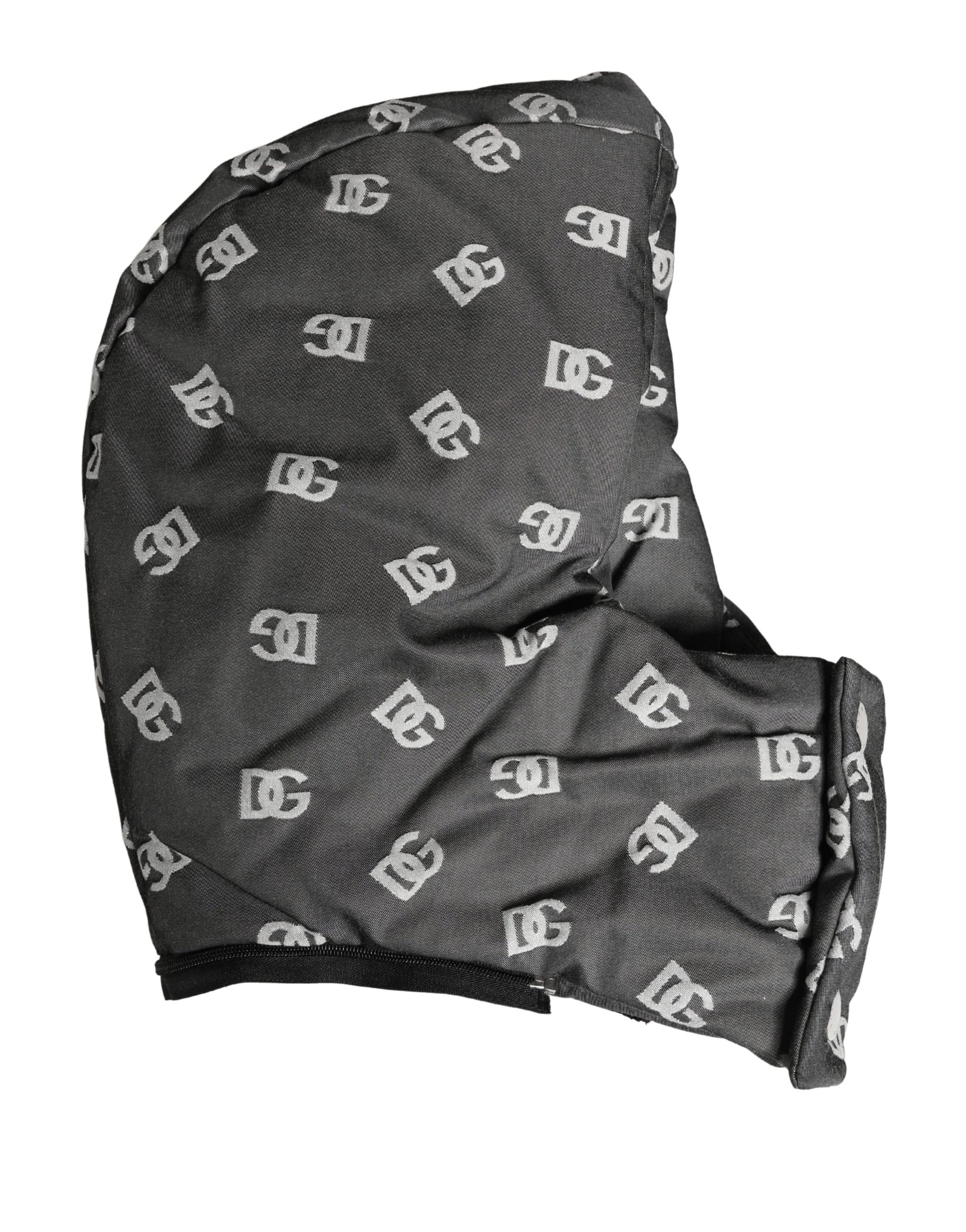 Dolce & Gabbana Chapeau Capello Enveloppant la Tête Entière Imprimé Logo Noir
