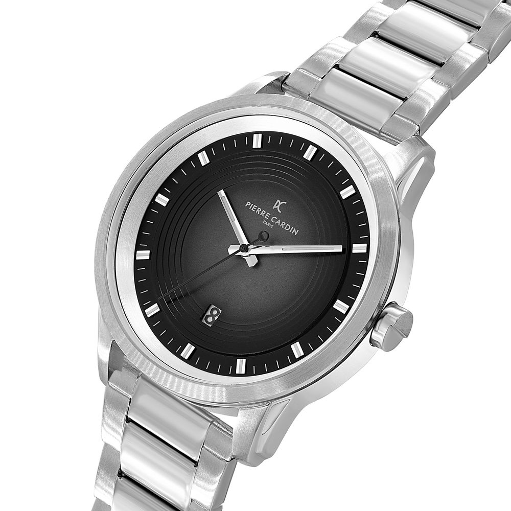 Montre habillée en acier inoxydable gris Pierre Cardin
