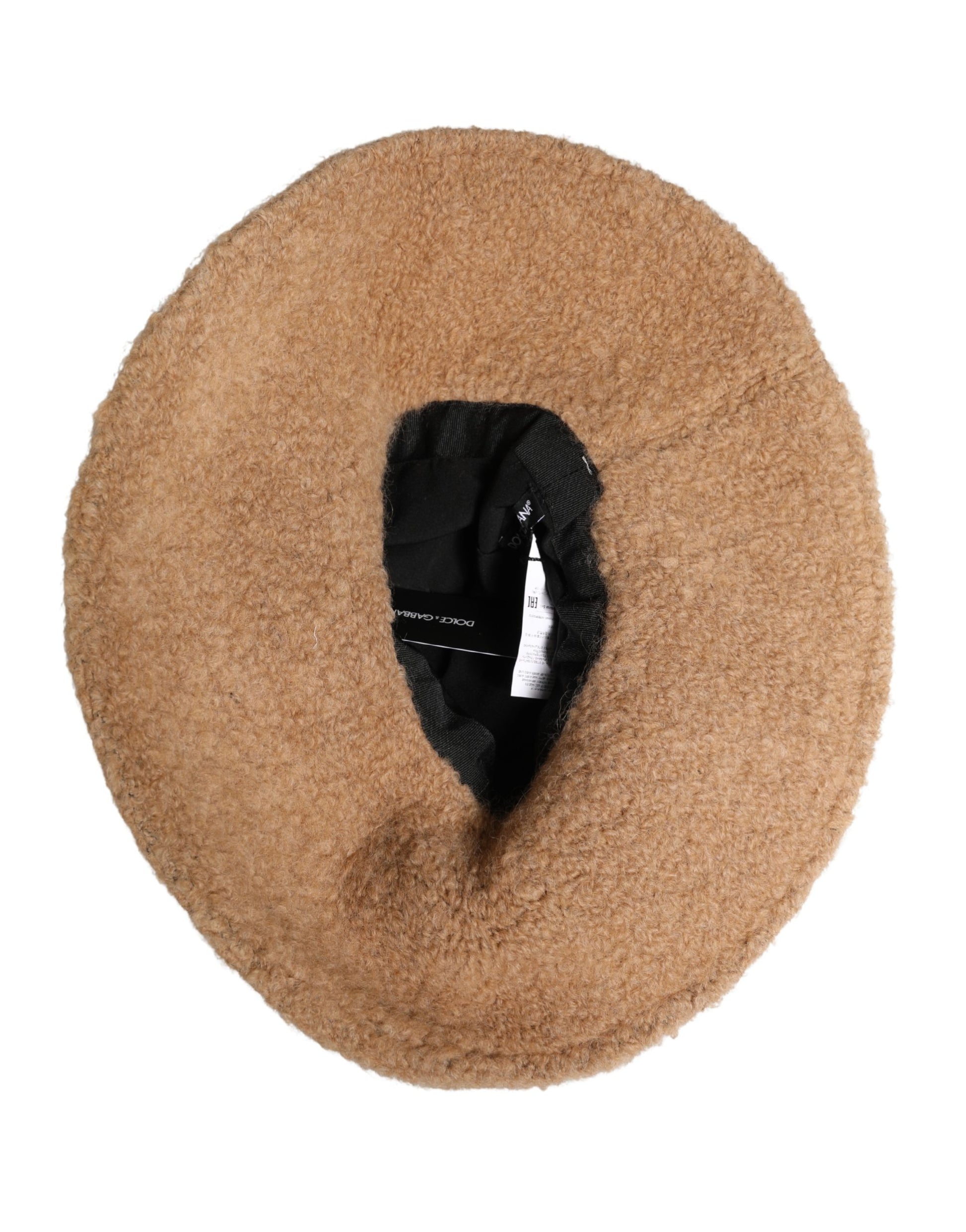 Bonnet en fourrure de laine vierge beige Dolce & Gabbana pour femme