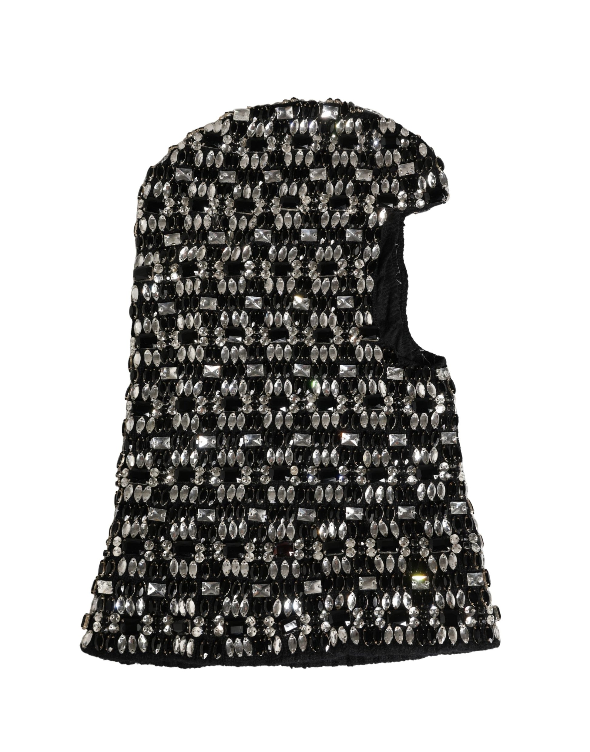 Passe-montagne Dolce & Gabbana en laine noire orné de cristaux