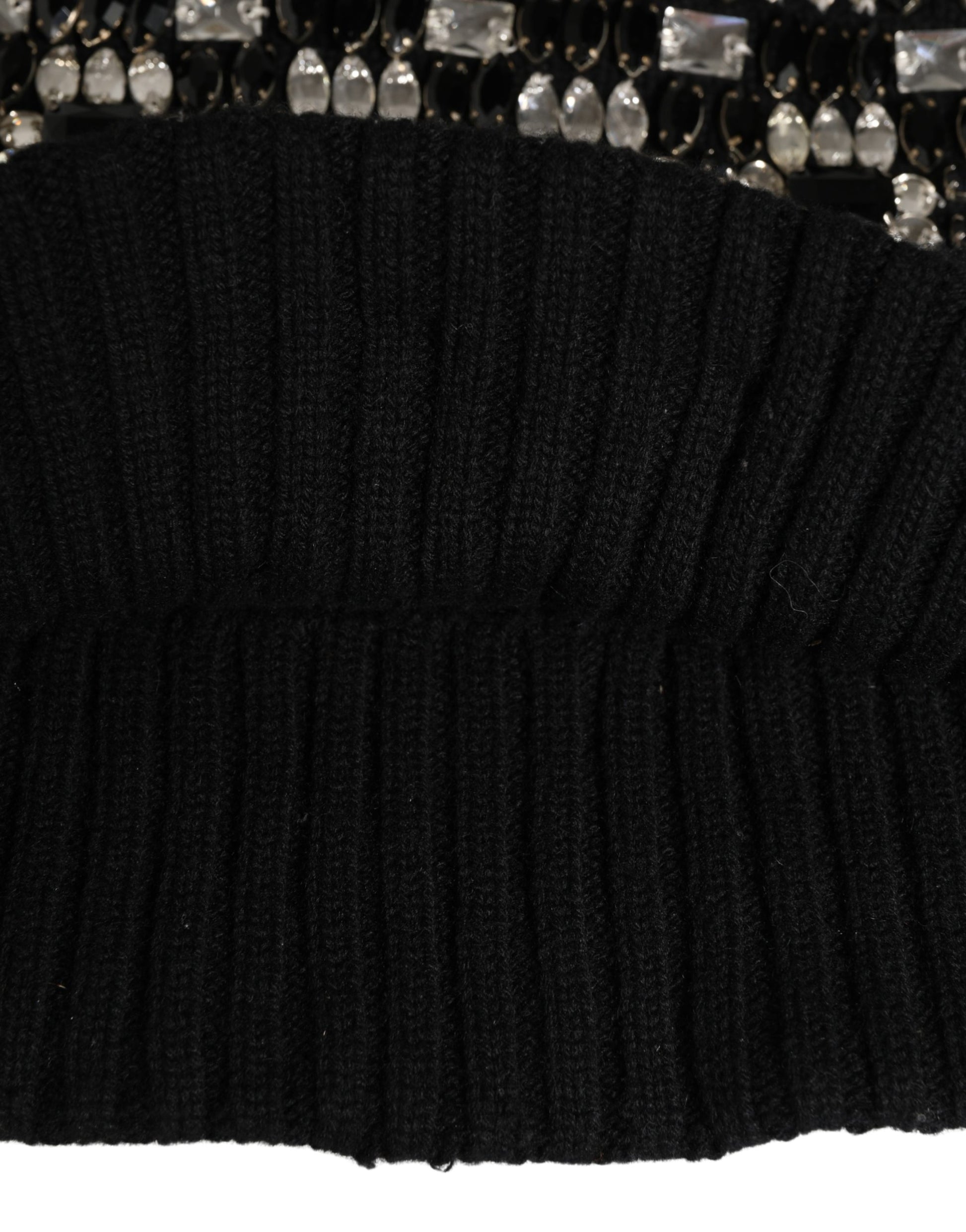 Passe-montagne Dolce & Gabbana en laine noire orné de cristaux