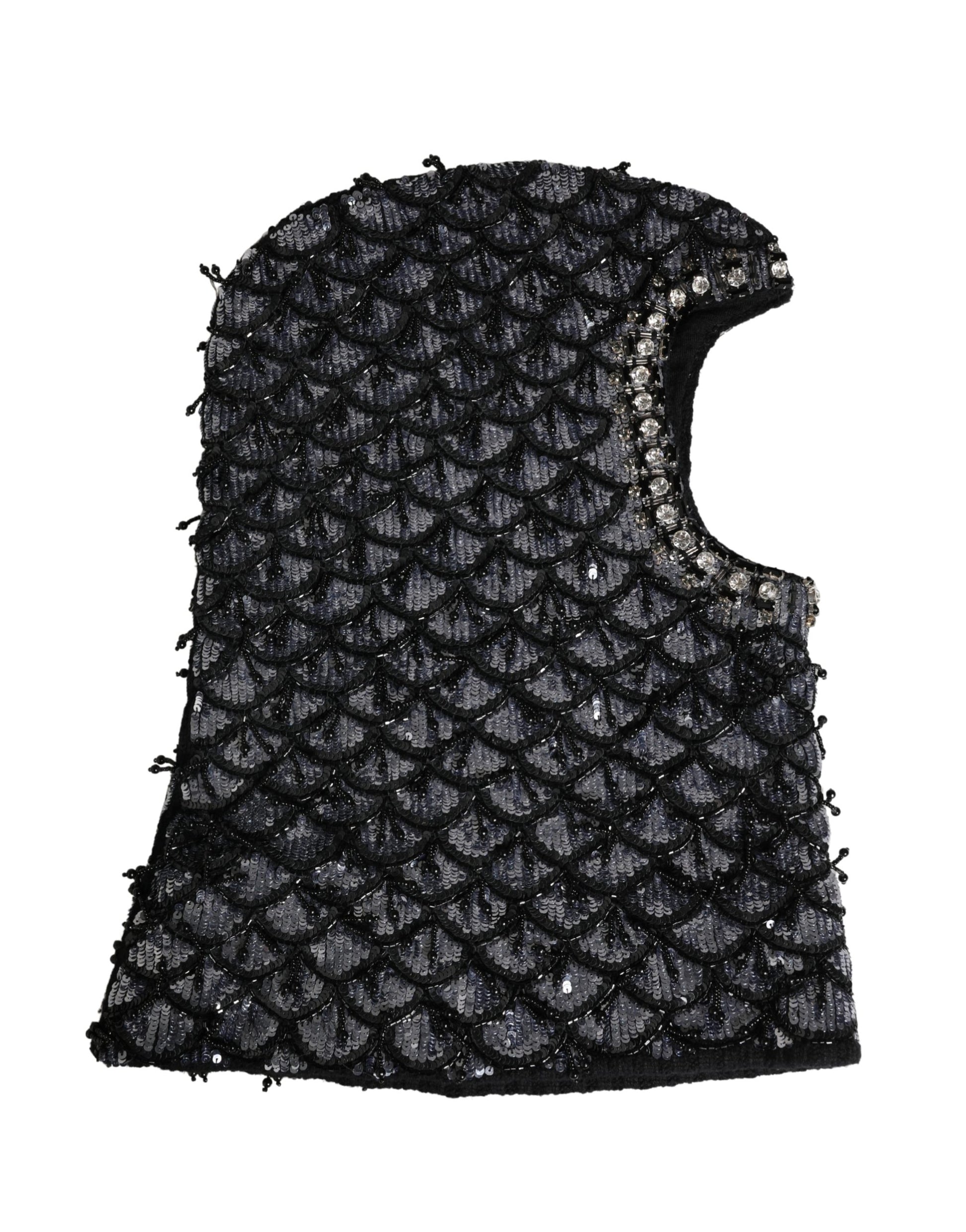 Passe-montagne Dolce & Gabbana en laine noire orné de cristaux