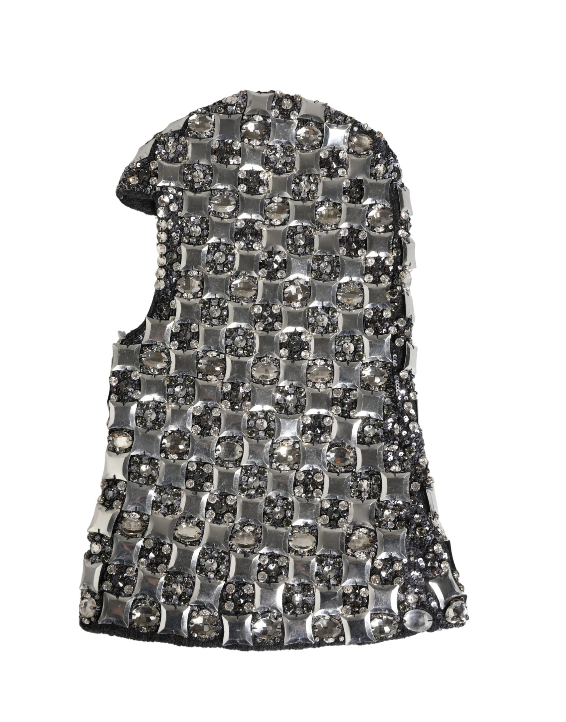 Passe-montagne Dolce & Gabbana en laine noire orné de cristaux