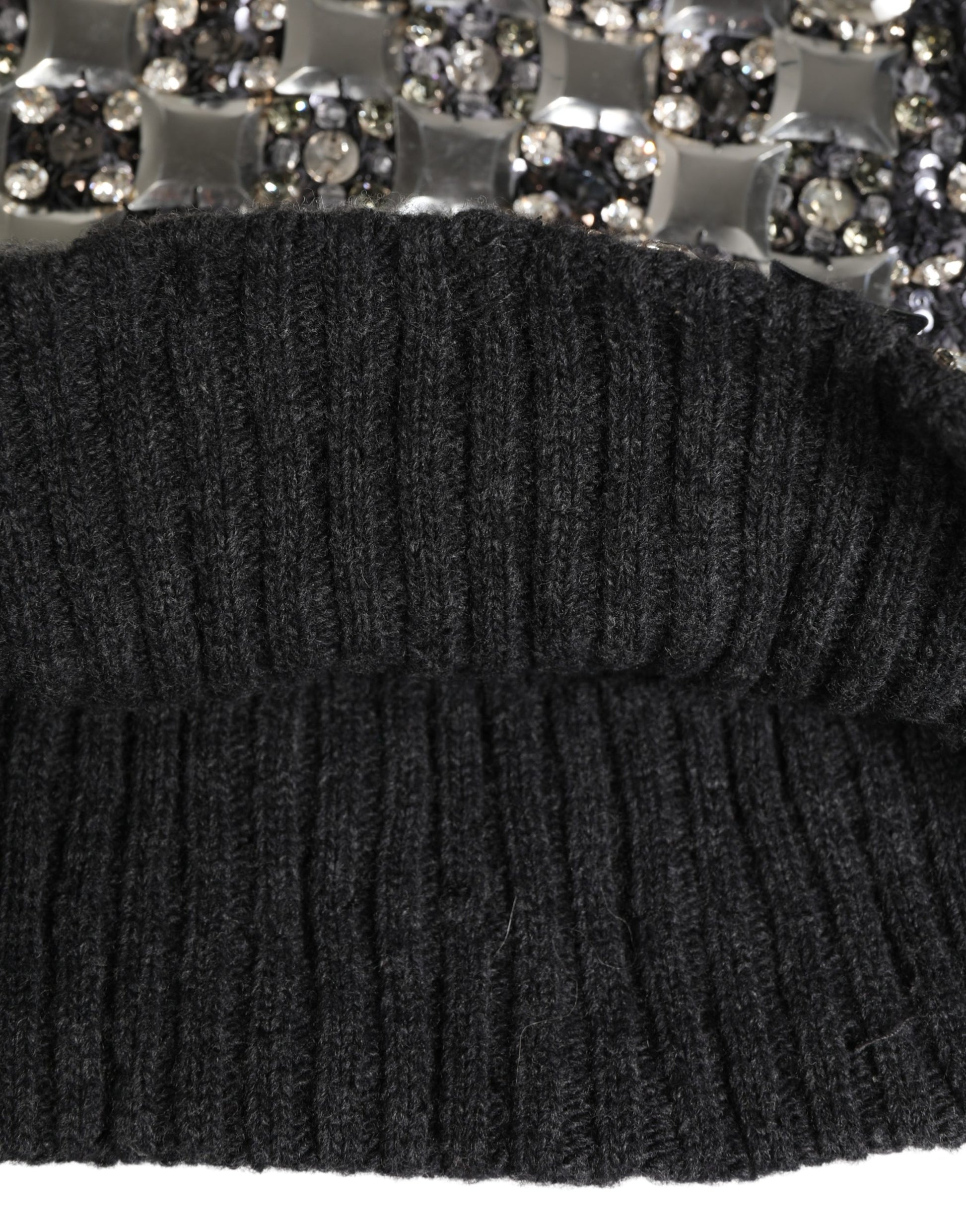 Passe-montagne Dolce & Gabbana en laine noire orné de cristaux