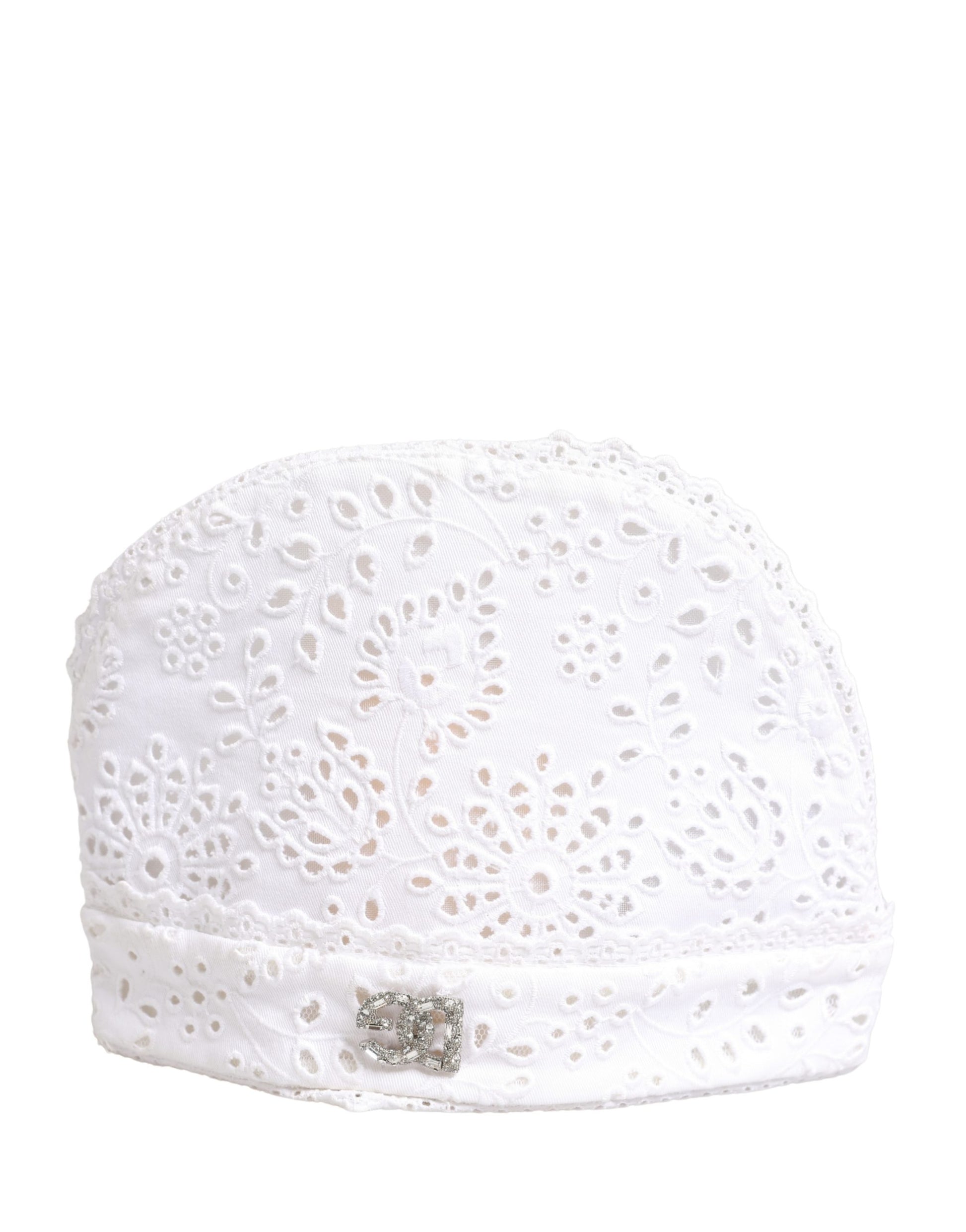Casquette Dolce & Gabbana en coton blanc brodé avec cristaux DG