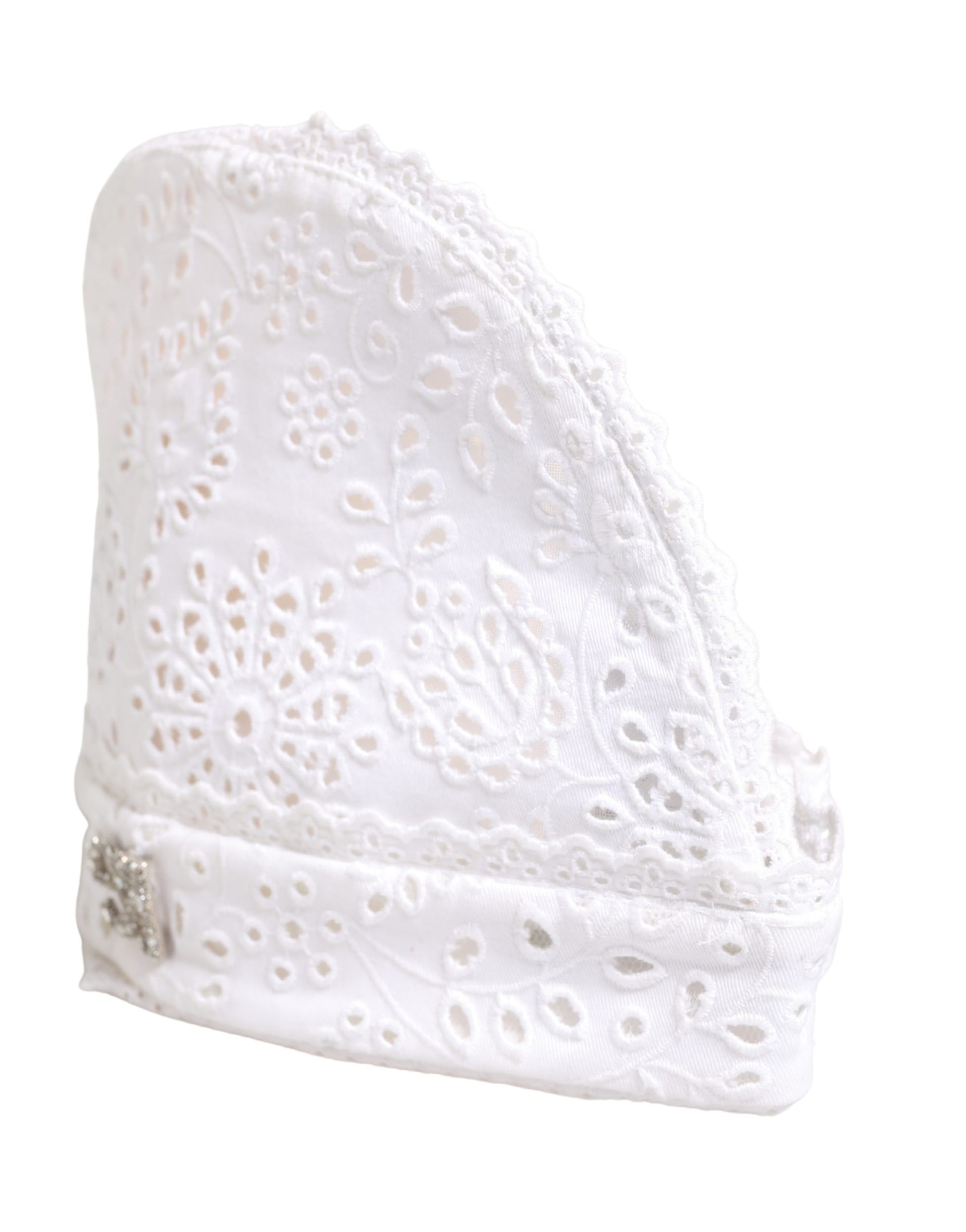 Casquette Dolce & Gabbana en coton blanc brodé avec cristaux DG