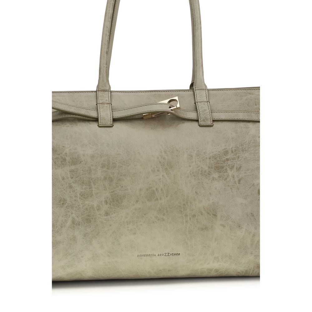 Sac porté épaule Benedetta Bruzziches en cuir de veau couleur beige Bos Taurus