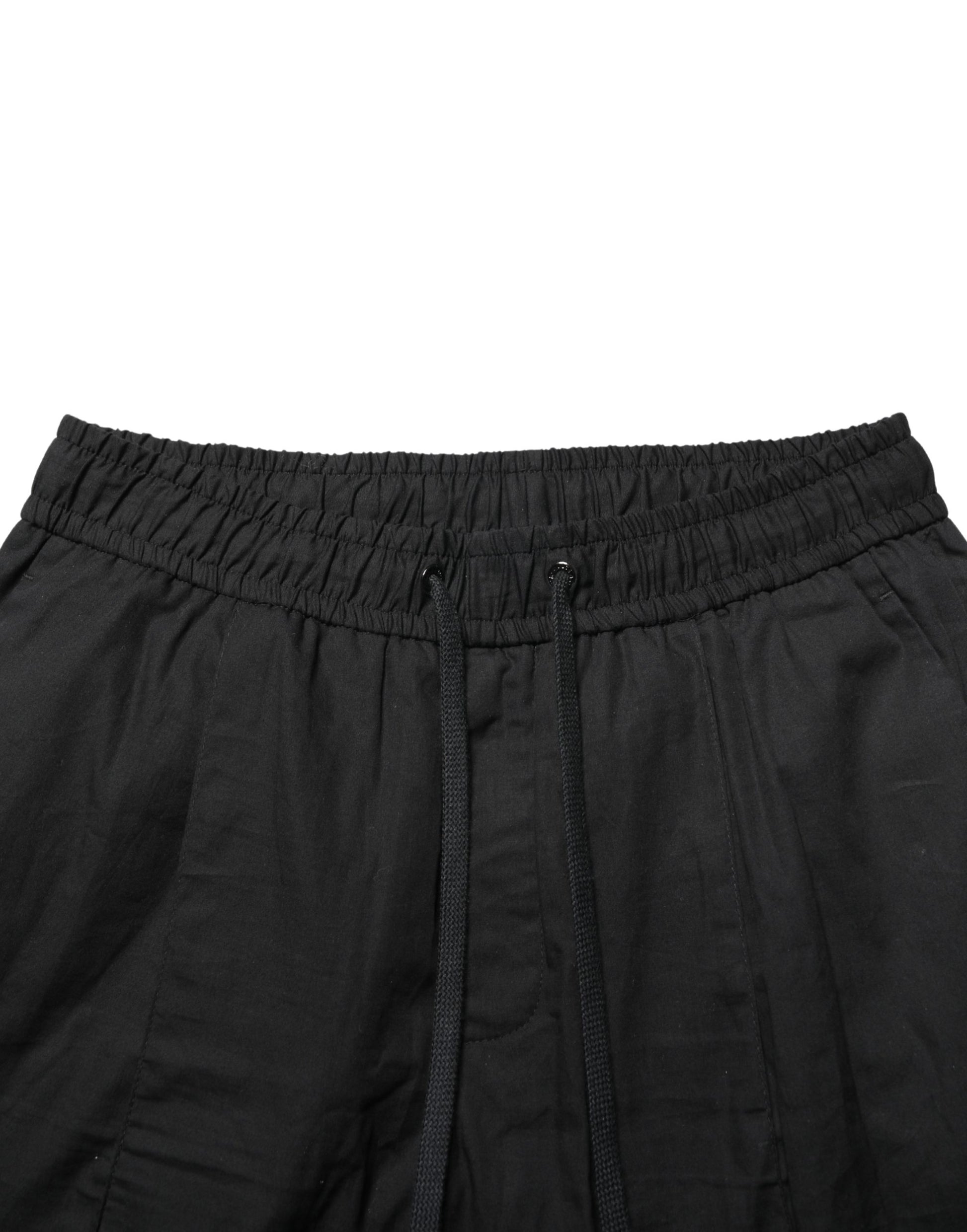 Dolce & Gabbana Black Cotton Skinny Men Jogger Trouser Pants