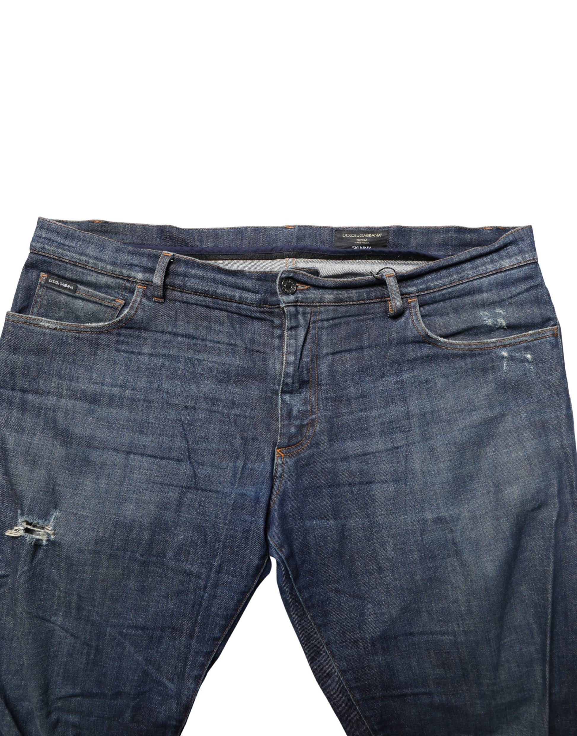 Dolce & Gabbana Dark Blue Washed Skinny Cotton Denim  Jeans