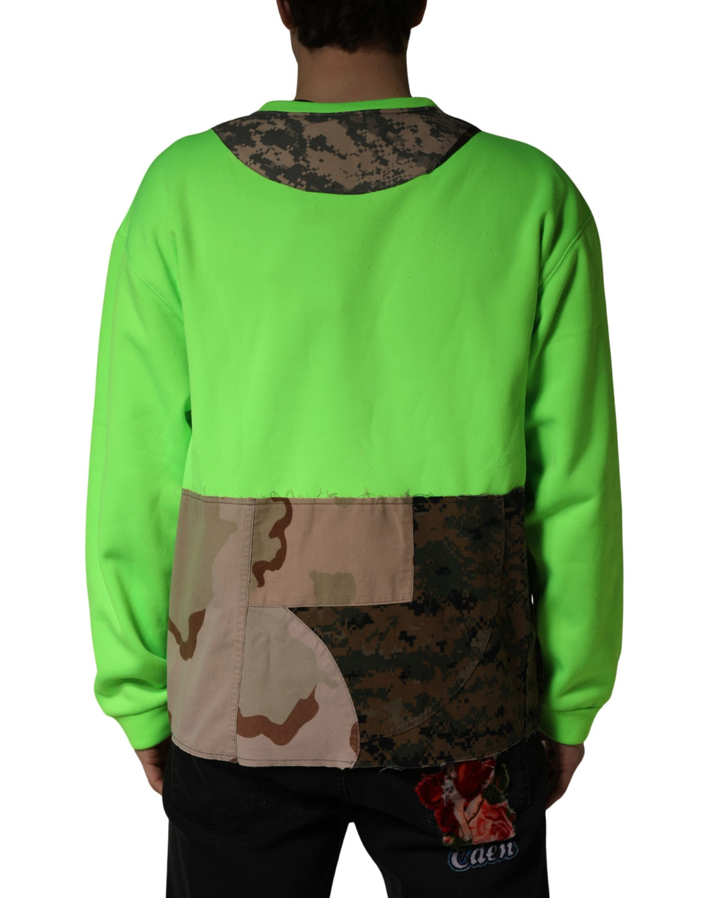 Dolce & Gabbana Sweat-shirt homme à capuche vert cœur patchwork