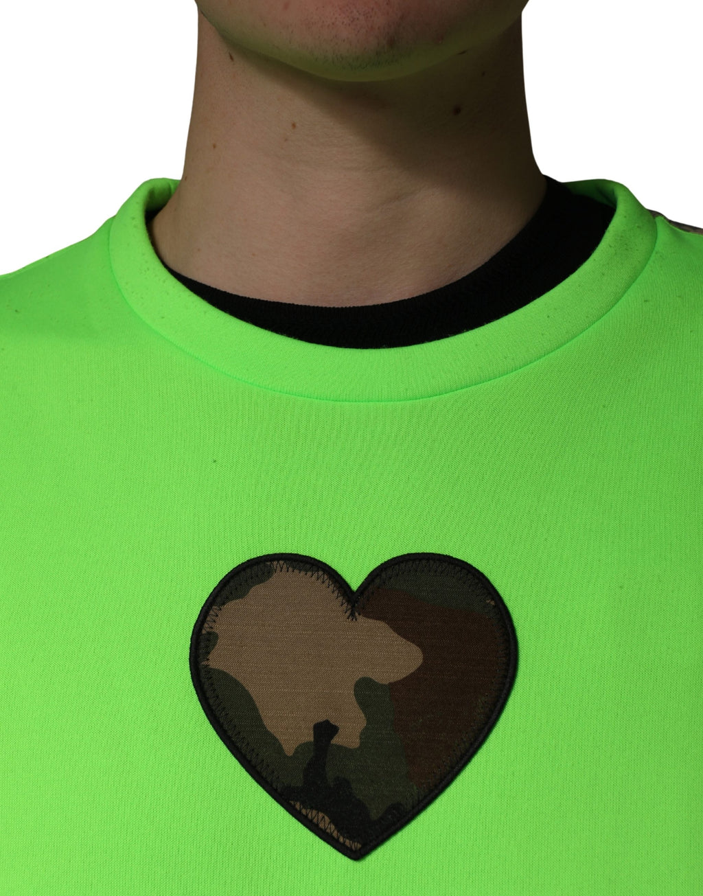Dolce & Gabbana Sweat-shirt homme à capuche vert cœur patchwork