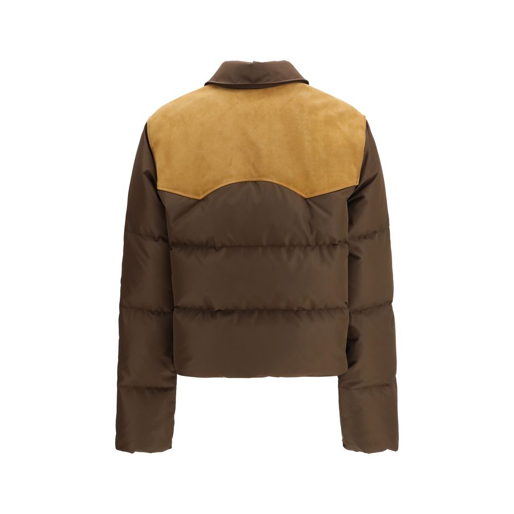 Veste longue Miu Miu en polyester recyclé marron