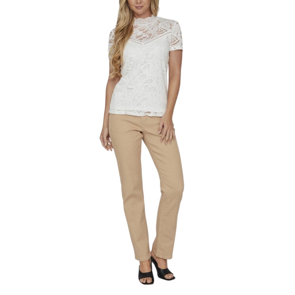 T-shirt en Polyamide Crème Vila Clothes