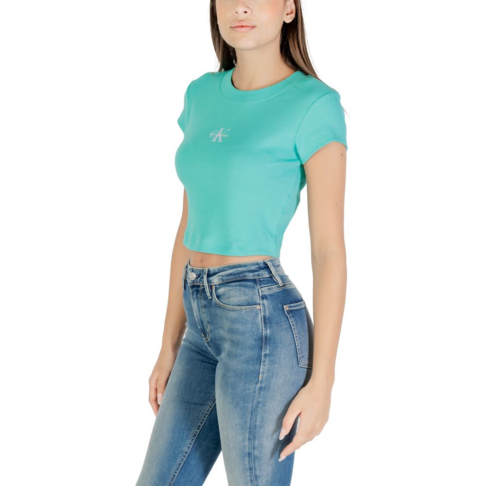 T-shirt en coton turquoise Calvin Klein Jeans