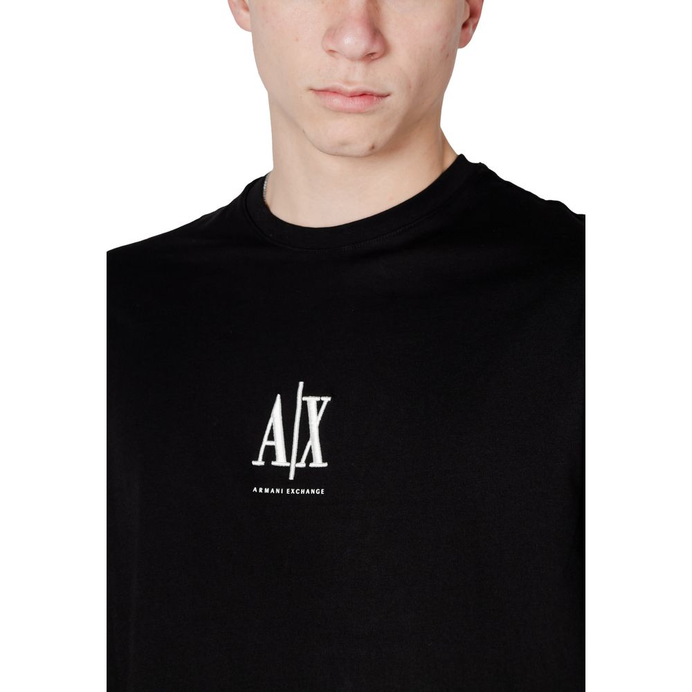 T-shirt à manches longues en coton noir Armani Exchange
