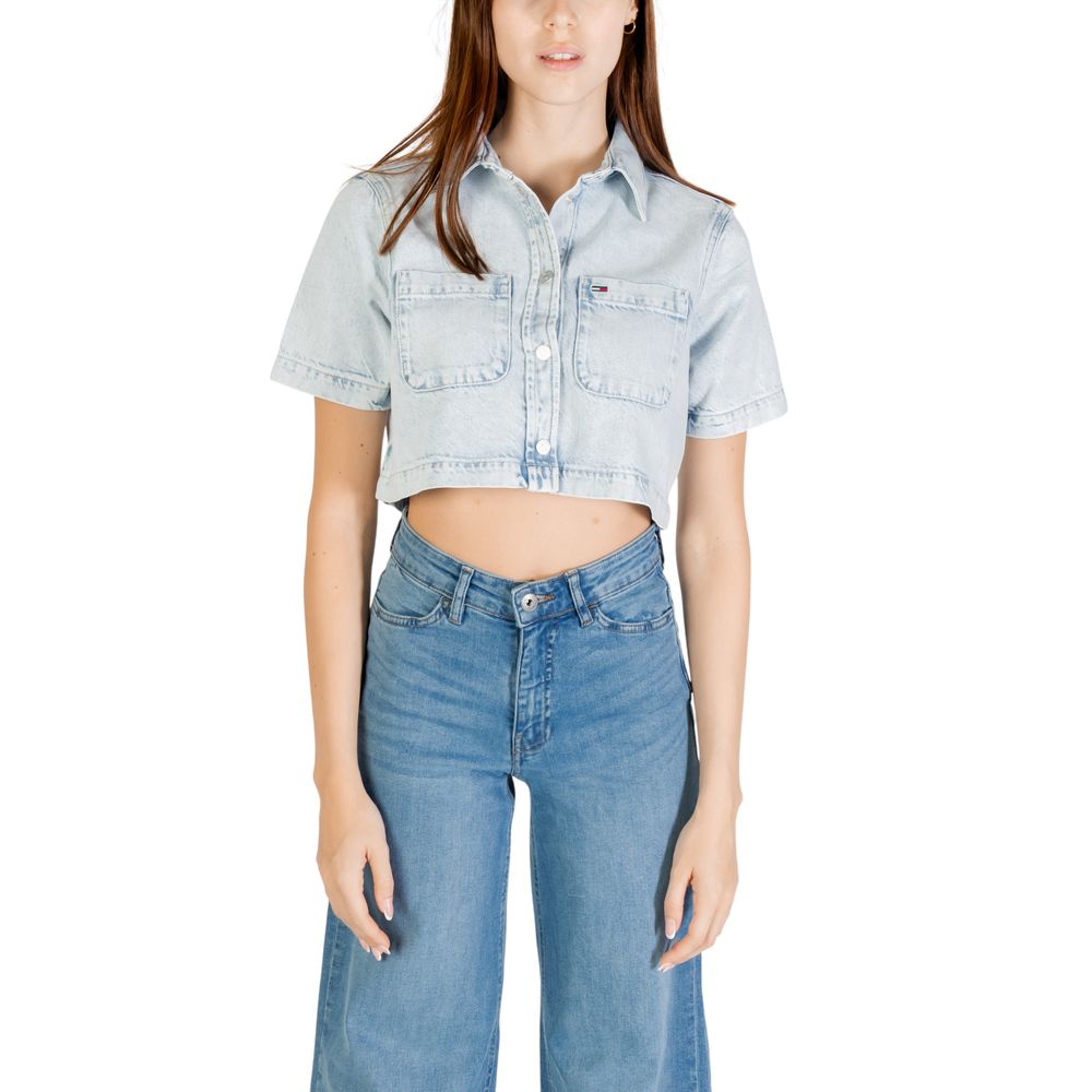 Chemise Tommy Hilfiger Jeans manches courtes en coton recyclé bleu clair