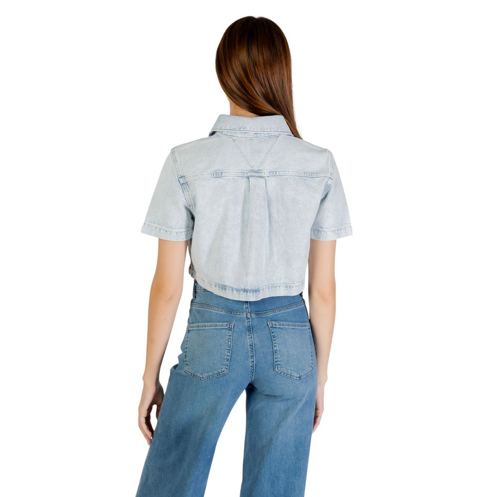 Chemise Tommy Hilfiger Jeans manches courtes en coton recyclé bleu clair