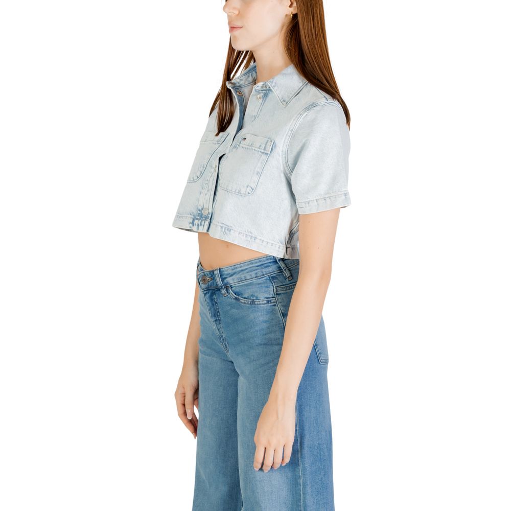 Chemise Tommy Hilfiger Jeans manches courtes en coton recyclé bleu clair