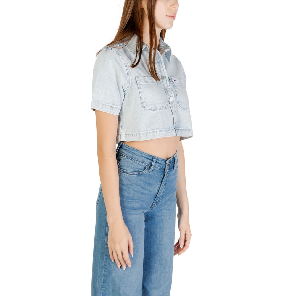 Chemise Tommy Hilfiger Jeans manches courtes en coton recyclé bleu clair