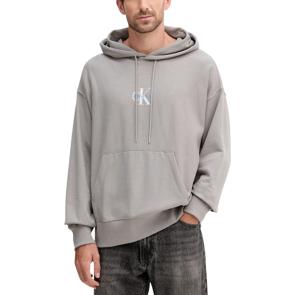 Sweat à capuche en coton gris Calvin Klein Jeans