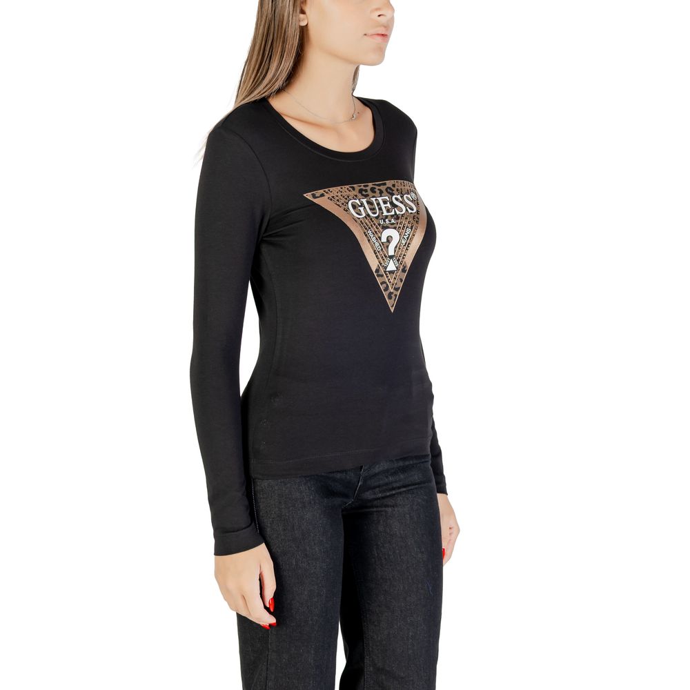 T-shirt Guess en coton noir à manches longues
