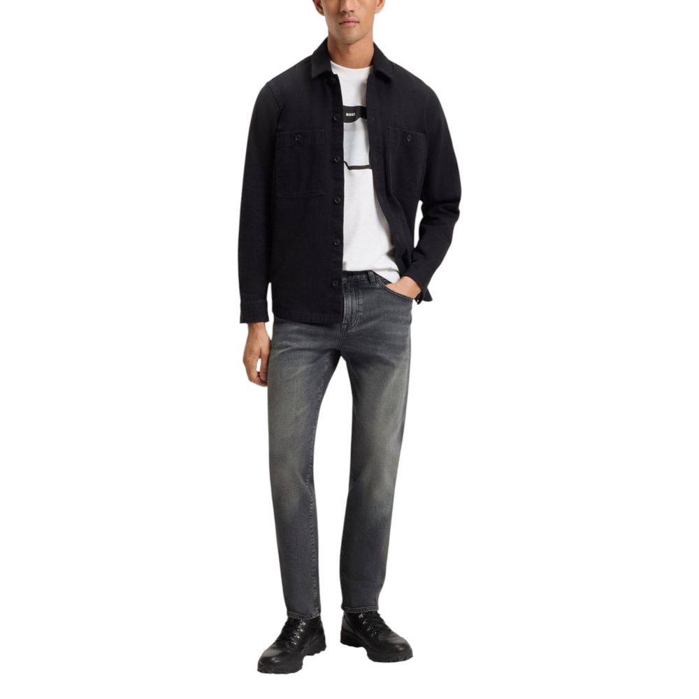 Hugo Boss Jeans gris en coton à coupe décontractée