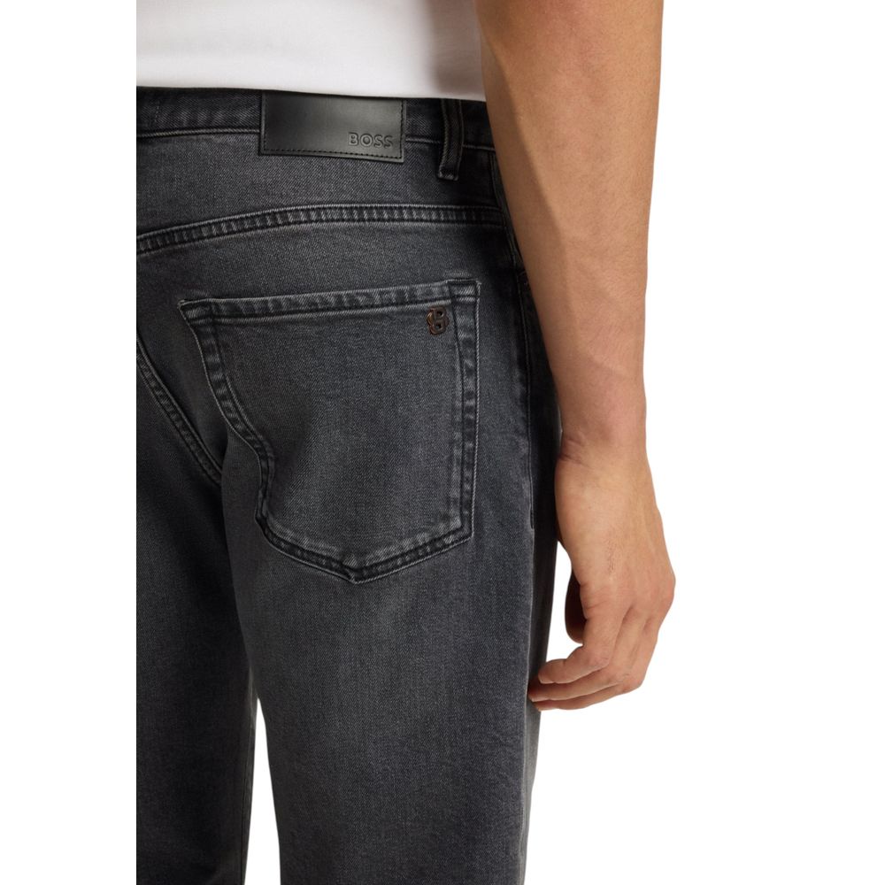 Hugo Boss Jeans gris en coton à coupe décontractée