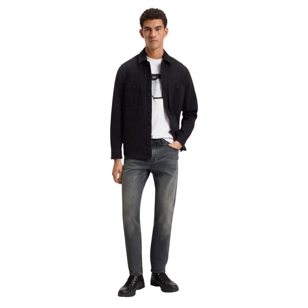 Hugo Boss Jeans gris en coton à coupe décontractée